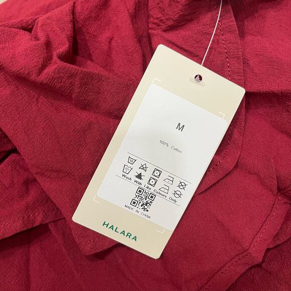 HALARA Adjustable Strap Tie Back Tiered Ruffle Flowy Mini Dress Red Medium NEW - Picture 8 of 8